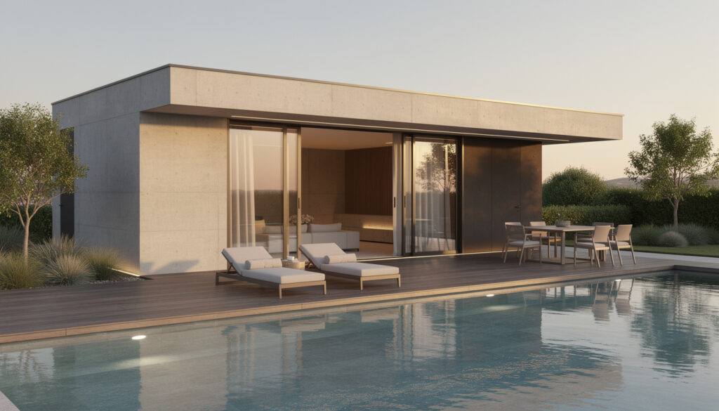 Pool house moderne en béton : design et conseils essentiels